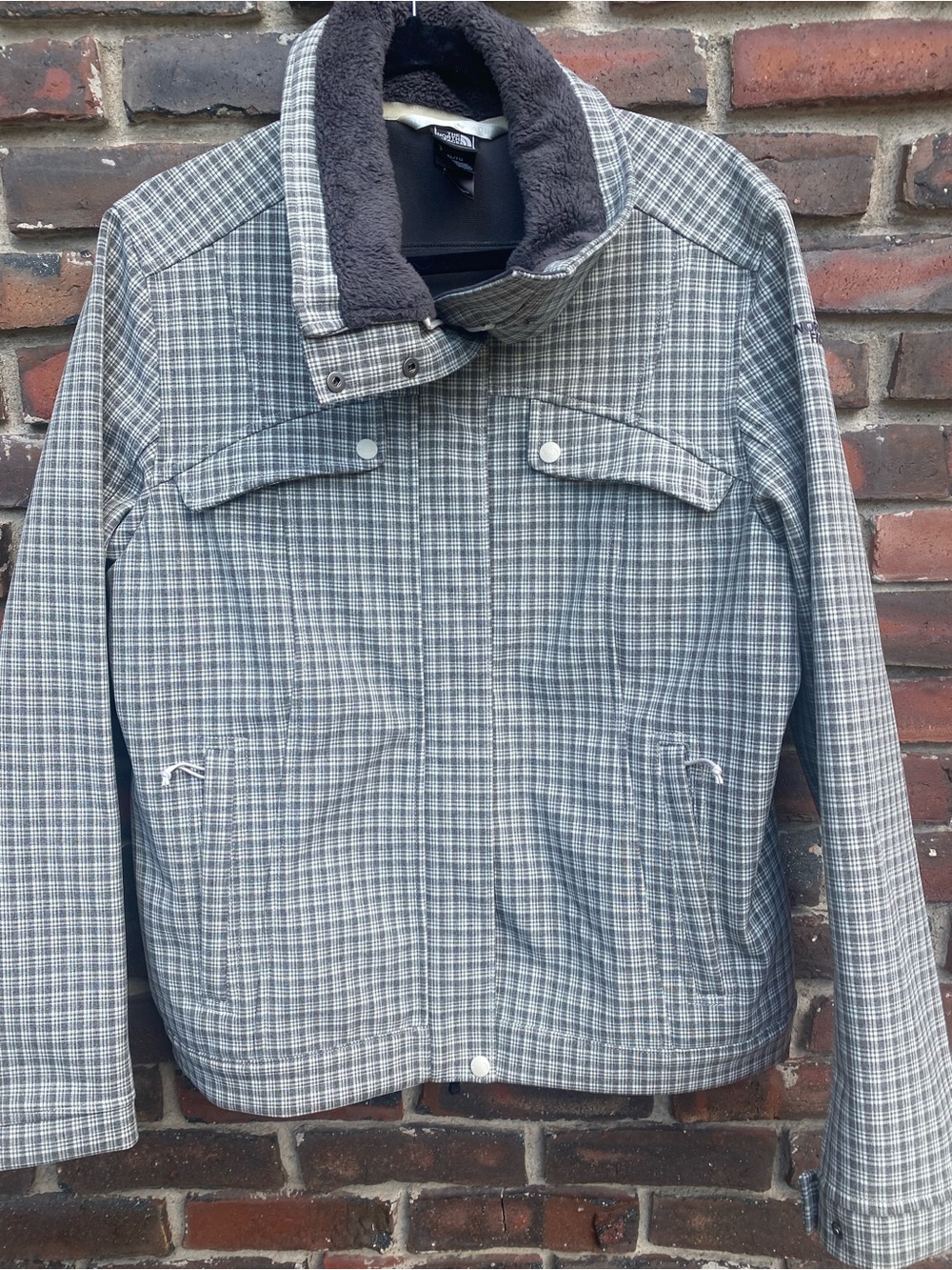 The North Face Gray Plaid Women’s XL med weightJacket
